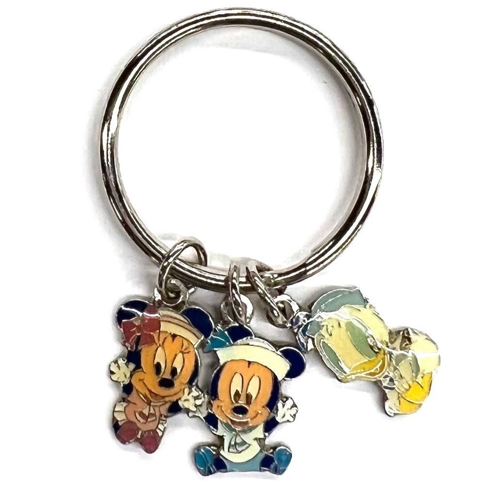 Vintage Disney Baby Mickey Minnie Donald Duck Keychain Bag Charm NWOT